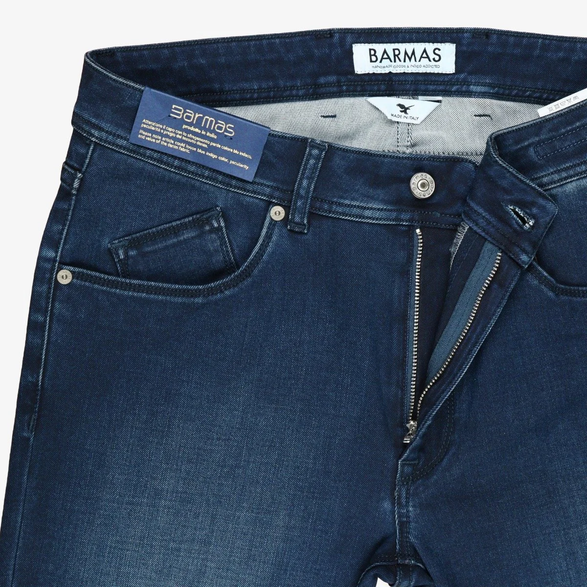 Barmas Dean tamsiai mėlyni slim fit 10.5 oz. washed džinsai