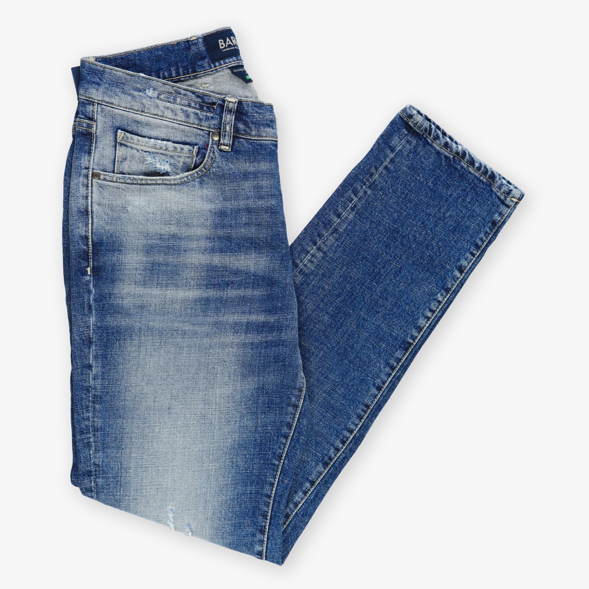 Barmas Denver blue slim fit 13 oz. distressed washed jeans