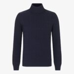 BML textured navy cotton roll neck sweater