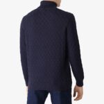 BML textured navy cotton roll neck sweater