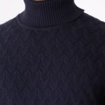 BML textured navy cotton roll neck sweater