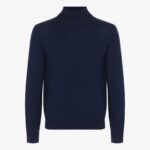 BML navy merino wool mock neck sweater