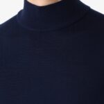 BML navy merino wool mock neck sweater