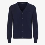 BML navy merino wool and cashmere v-neck cardigan