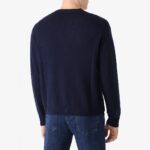 BML navy merino wool and cashmere v-neck cardigan