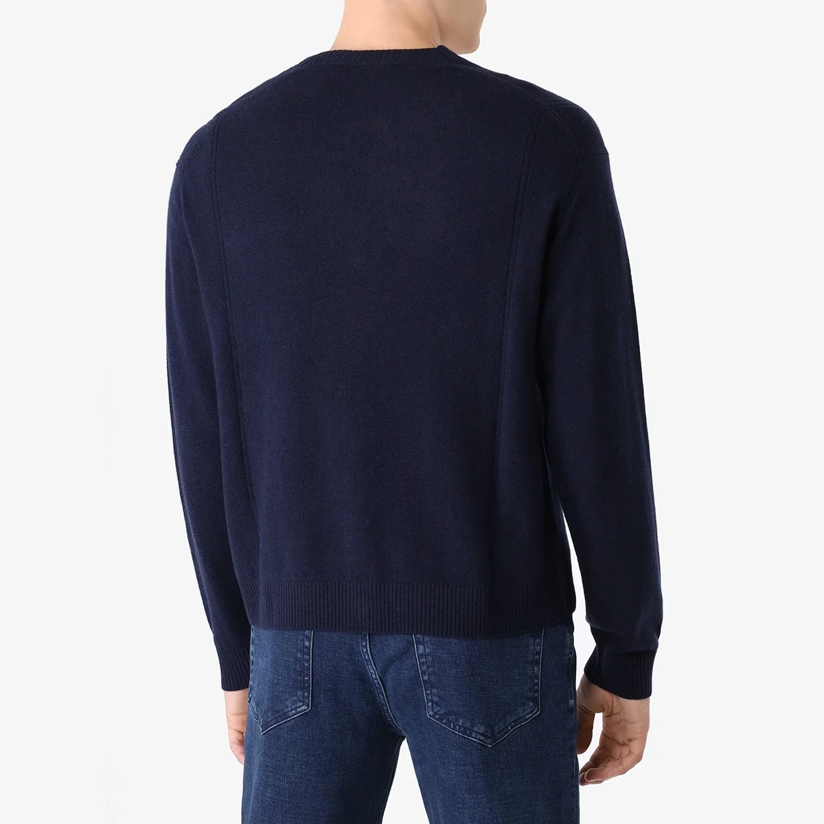 BML navy merino wool and cashmere v-neck cardigan