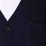 BML navy merino wool and cashmere v-neck cardigan