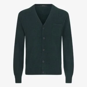 BML forest green merino and cashmere wool cardigan