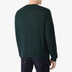 BML forest green merino wool and cashmere v-neck cardigan