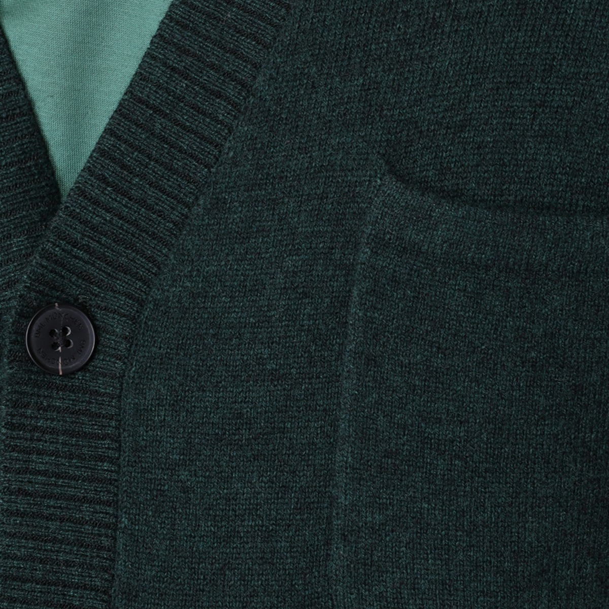 BML forest green merino wool and cashmere v-neck cardigan