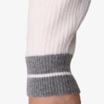 BML grey and white wool and cashmere crew neck zip cardigan