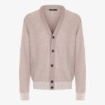 BML beige merino wool and cashmere v-neck cardigan