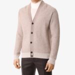 BML beige merino wool and cashmere v-neck cardigan