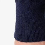 BML navy merino wool mock neck zip cardigan