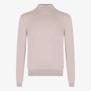 BML taupe merino wool mock neck sweater