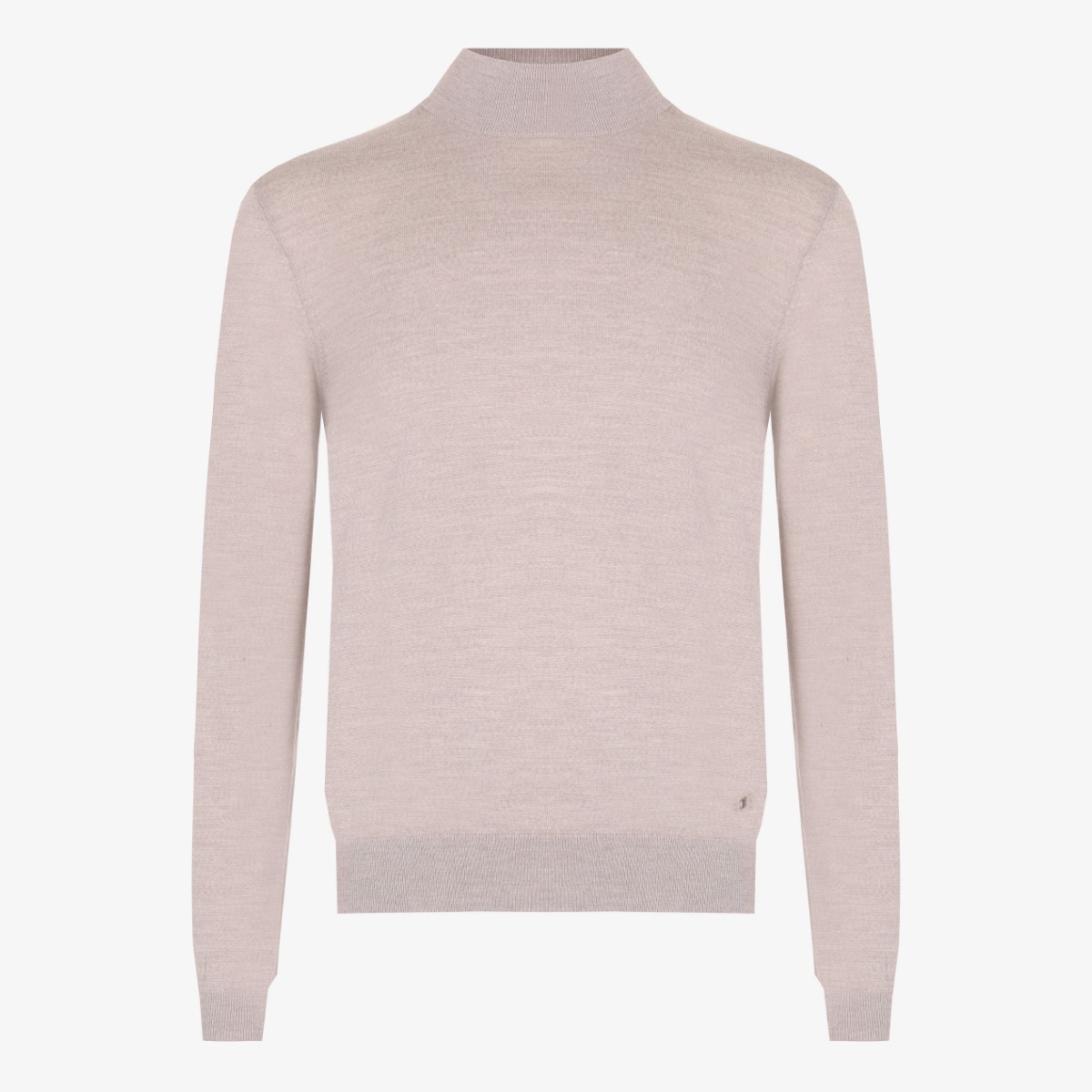 BML taupe merino wool mock neck sweater