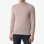 BML taupe merino wool mock neck sweater