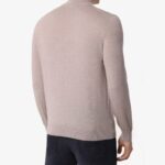BML taupe merino wool mock neck sweater