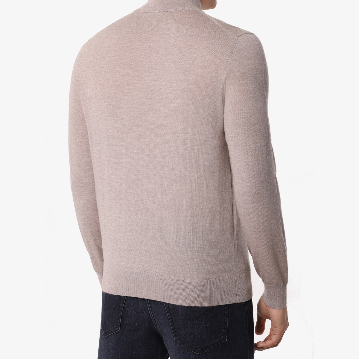 BML taupe merino wool mock neck sweater