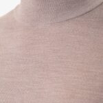 BML taupe merino wool mock neck sweater
