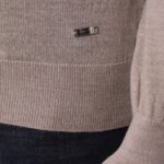 BML taupe merino wool mock neck sweater