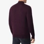 BML aubergine merino wool mock neck sweater