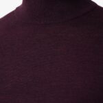 BML aubergine merino wool mock neck sweater