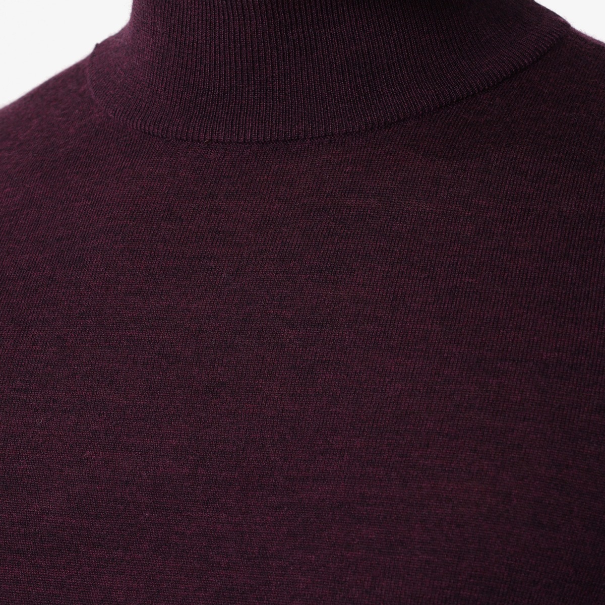 BML aubergine merino wool mock neck sweater