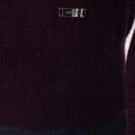 BML aubergine merino wool mock neck sweater