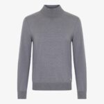 BML grey merino wool mock neck sweater
