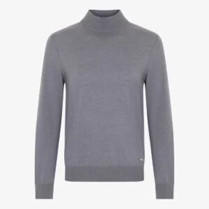 BML grey merino wool mock neck sweater