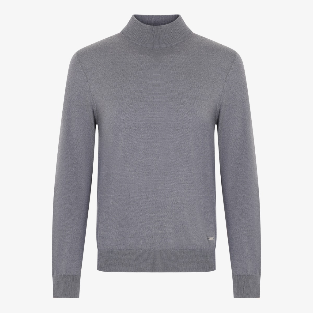 BML grey merino wool mock neck sweater
