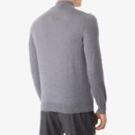 BML grey merino wool mock neck sweater