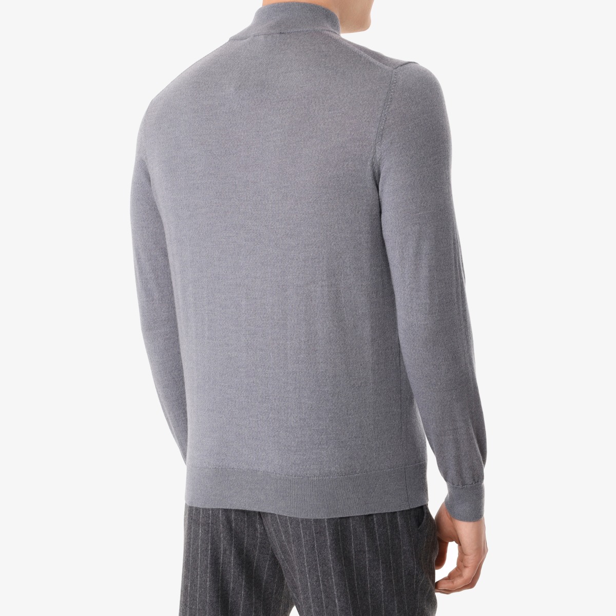 BML grey merino wool mock neck sweater