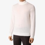 BML ivory merino wool mock neck sweater