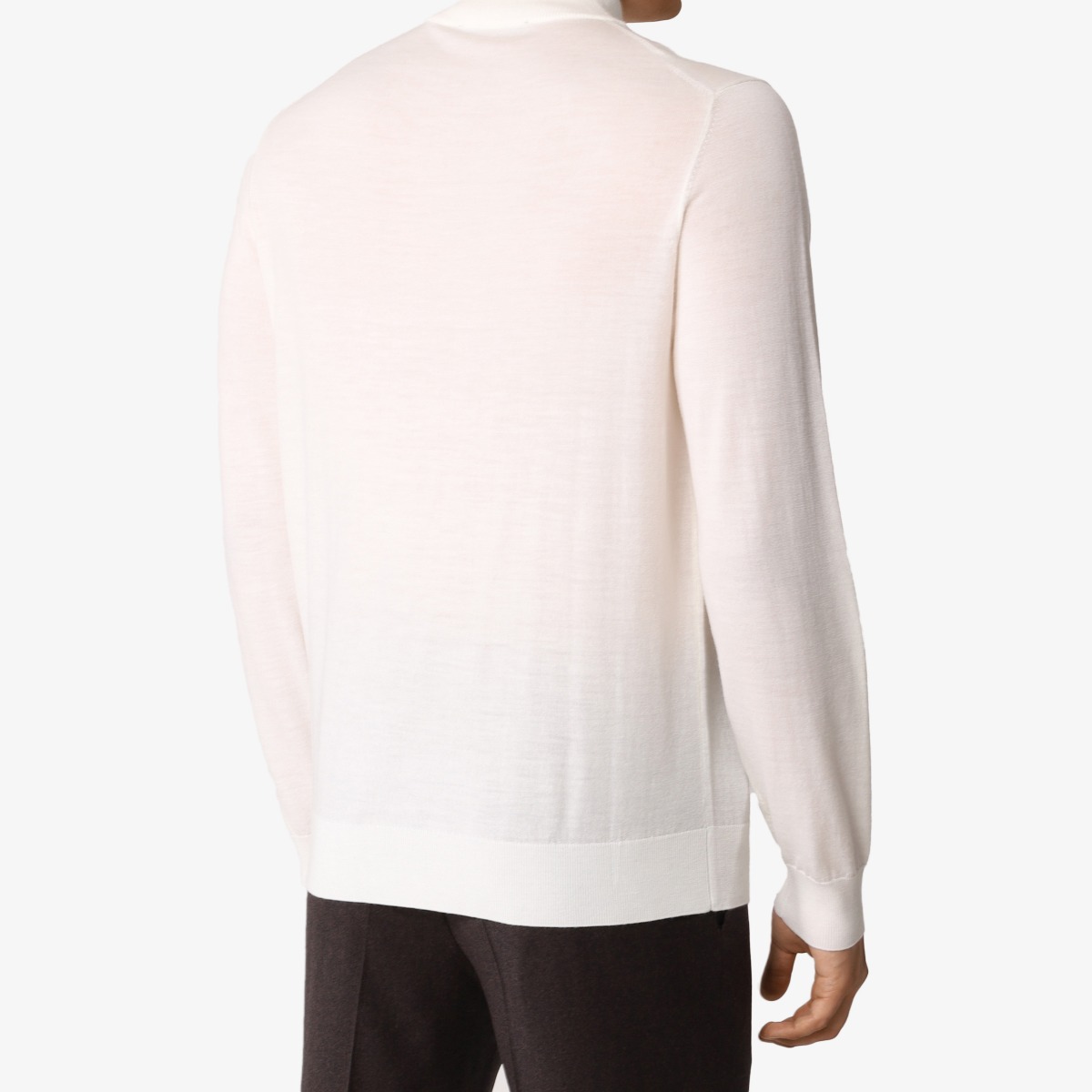 BML ivory merino wool mock neck sweater