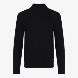 BML black merino wool mock neck sweater