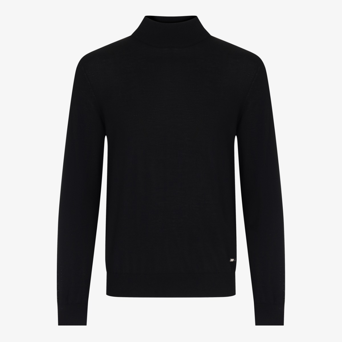 BML black merino wool mock neck sweater