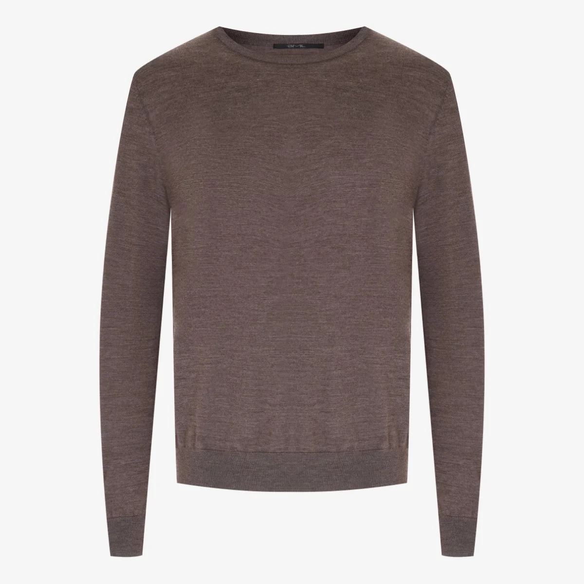 BML brown merino wool crew neck sweater