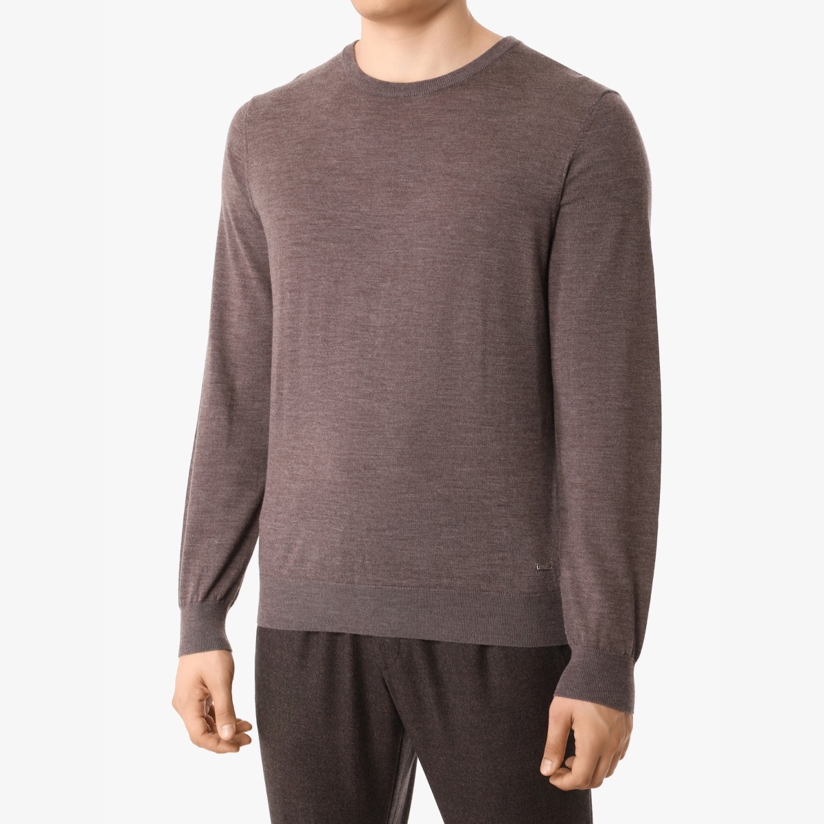 BML brown merino wool crew neck sweater