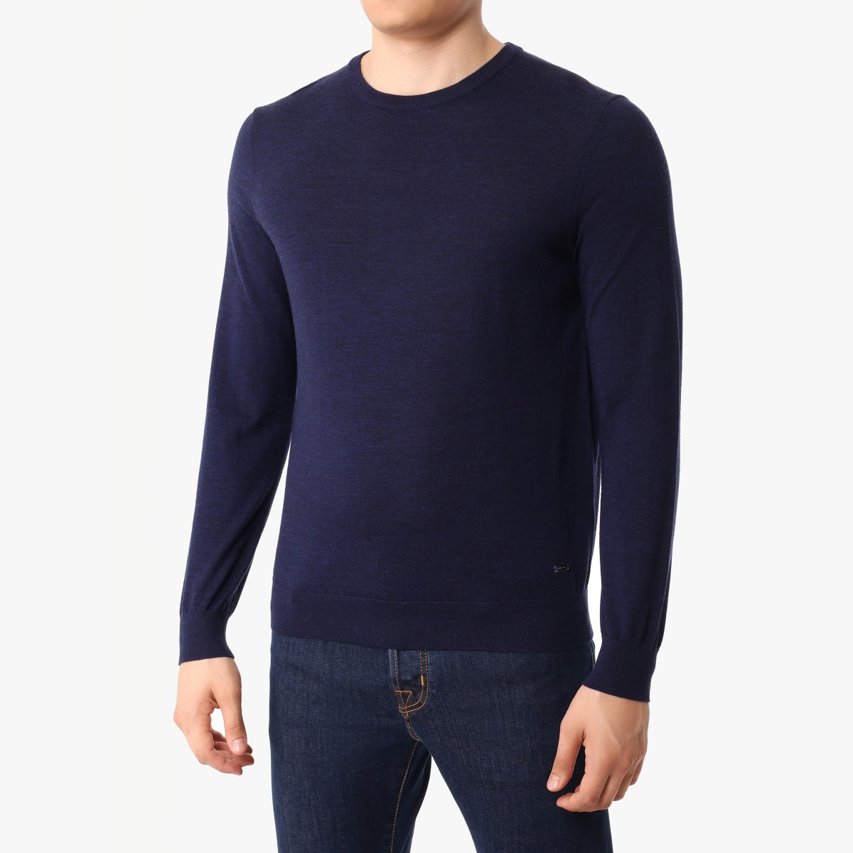 BML navy merino wool crew neck sweater