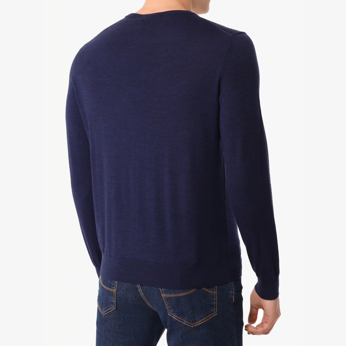 BML navy merino wool crew neck sweater