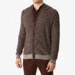 BML brown merino wool and silk v-neck cardigan