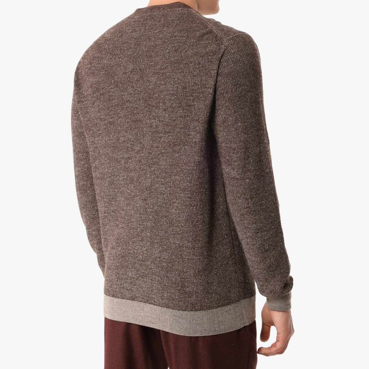 BML brown merino wool and silk v-neck cardigan
