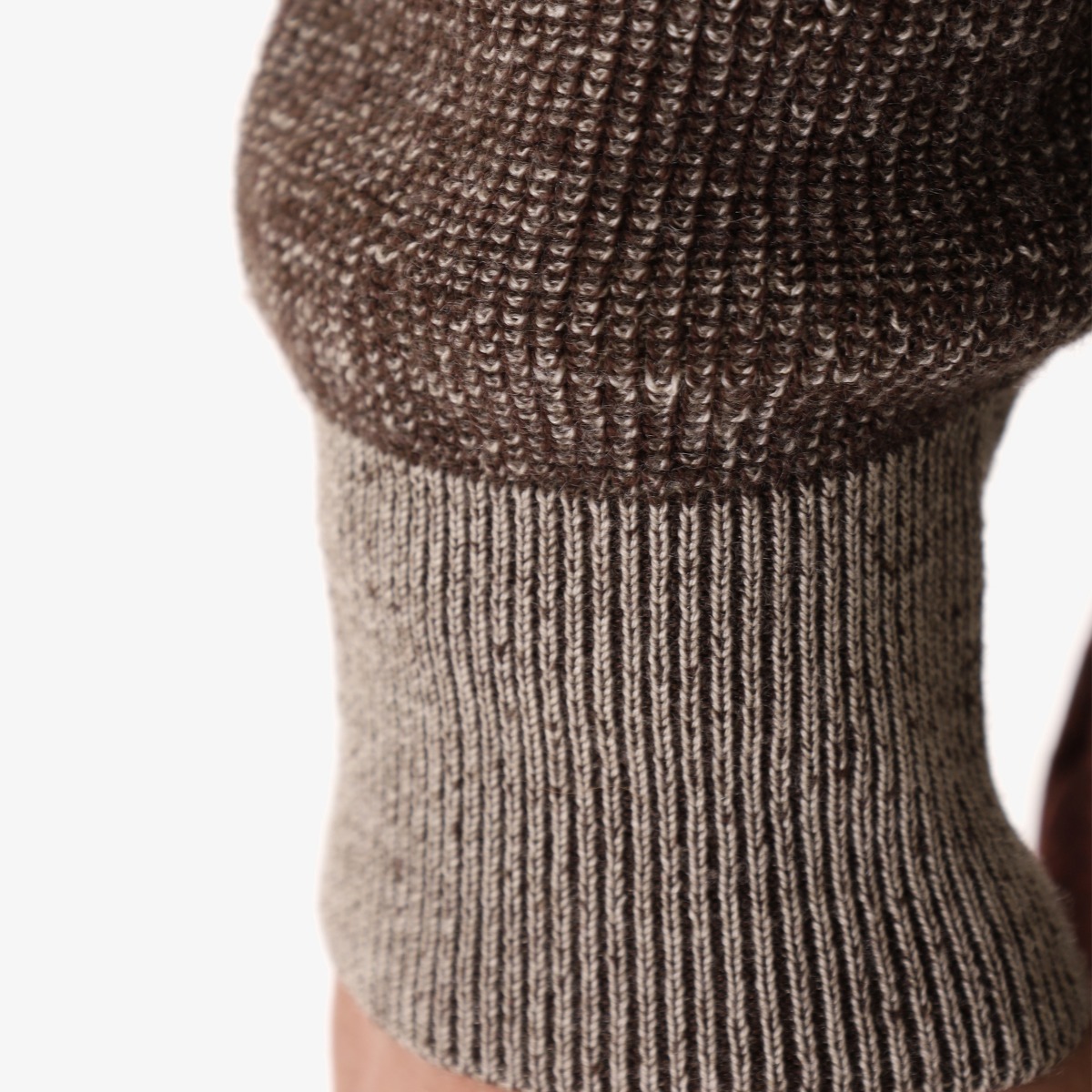 BML brown merino wool and silk v-neck cardigan