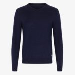 BML navy merino wool v-neck sweater