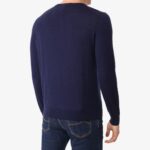 BML navy merino wool v-neck sweater