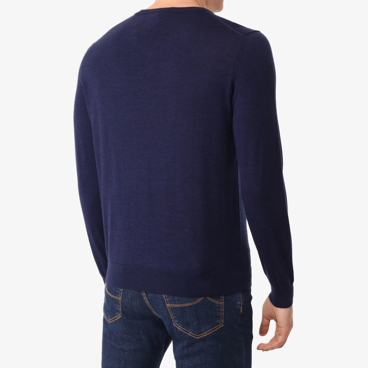 BML navy merino wool v-neck sweater