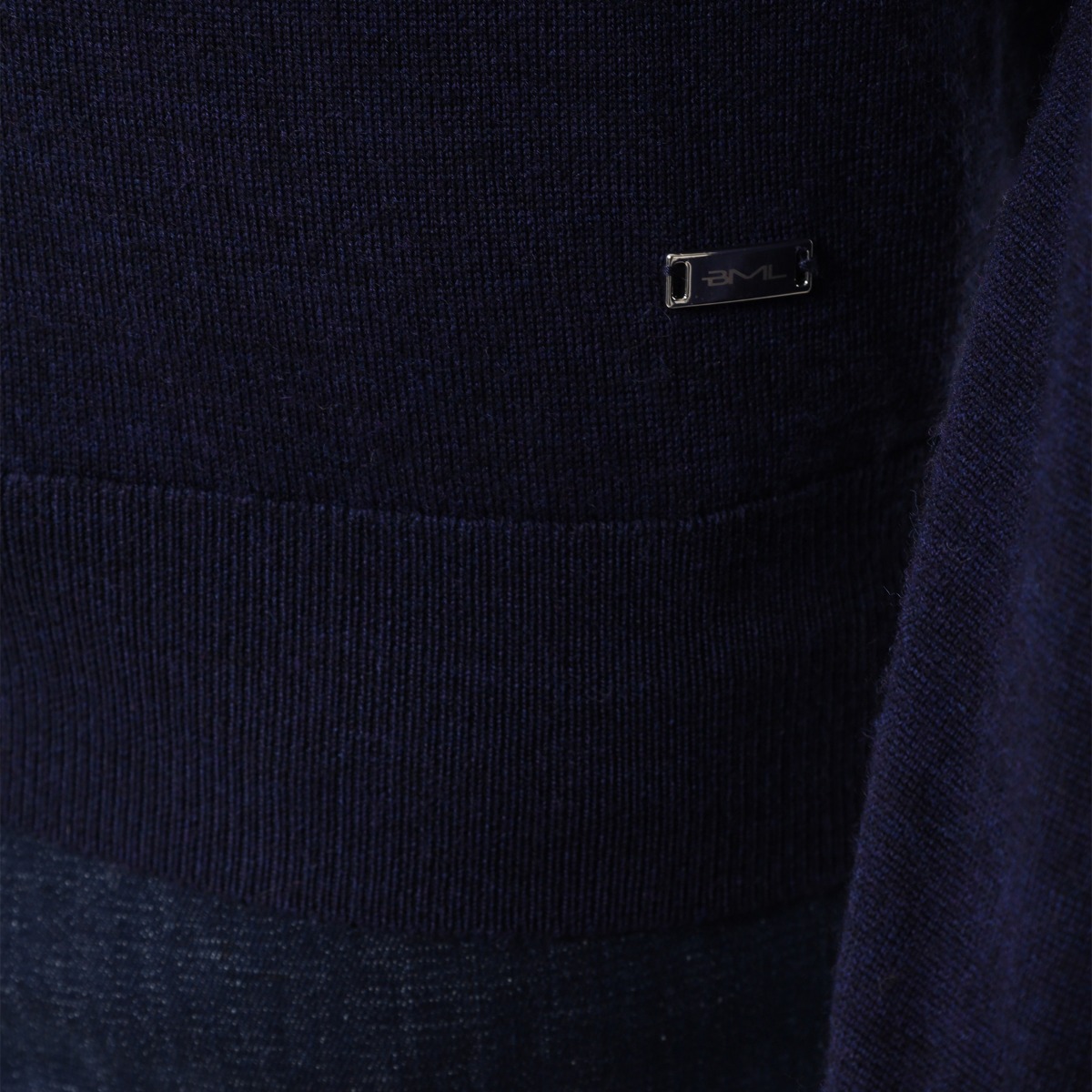 BML navy merino wool v-neck sweater