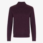 BML aubergine wool and cashmere mock neck sweater